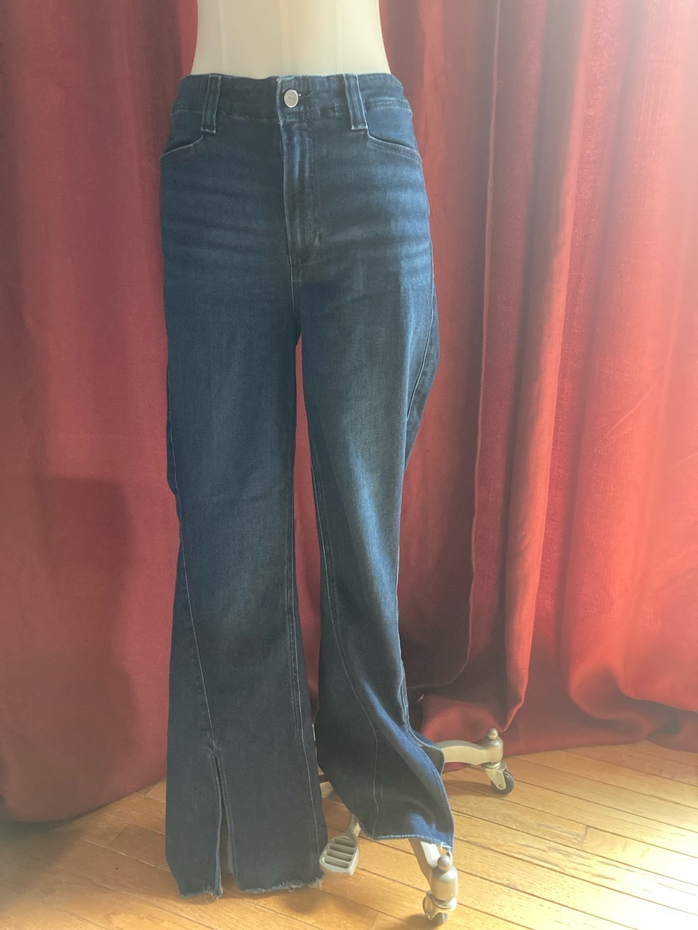 Paige Dark Blue Women's Wide-Leg Jeans, Size 31